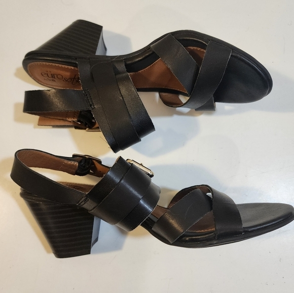 Euro Soft by Soft black leather heeled Strappy Sandals size 7M - Picture 6 of 11